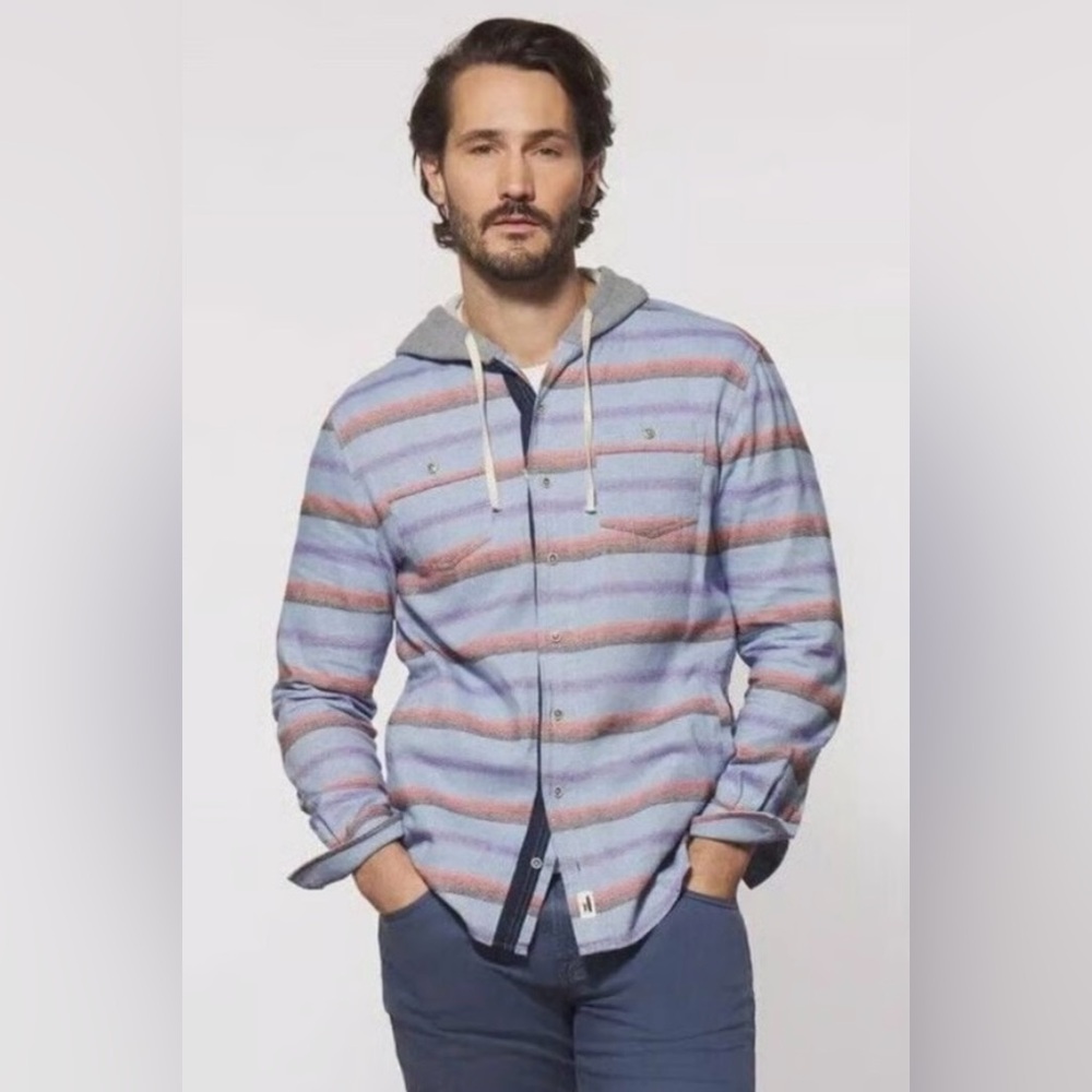 Johnnie-O | Striped Hoodie Button-Up Flannel